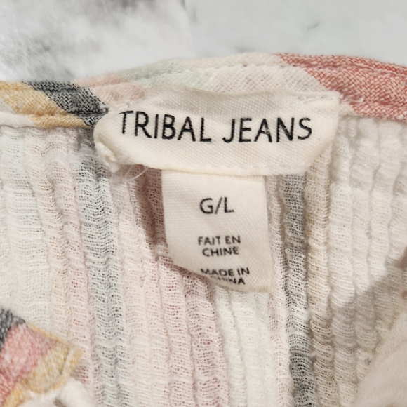 Tribal Jeans | Capped Sleeve Top with Tassels | Size Large - Picture 3 of 6